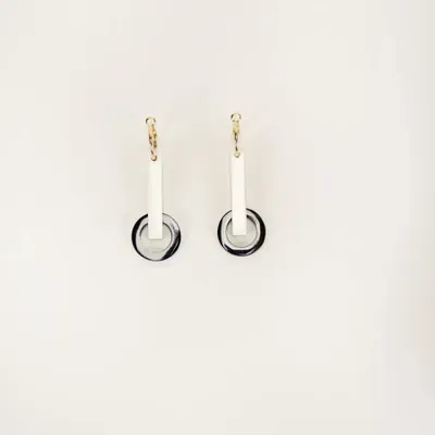 Bijoux - Boucles d'oreilles pendule en corne blonde et corne noire - L INDOCHINEUR X RIVÊT