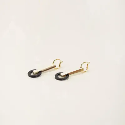 Bijoux - Boucles d'oreilles pendule en corne blonde et corne noire - L INDOCHINEUR X RIVÊT