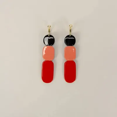 Jewelry - Totem hoop earrings 85 in black horn and Roux lacquer - L INDOCHINEUR X RIVÊT