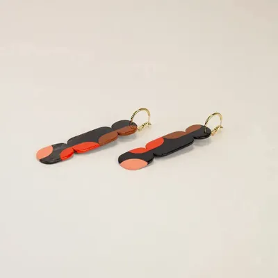 Bijoux - Créoles 85 Nymphe en corne noire et laque Bleu - L INDOCHINEUR X RIVÊT