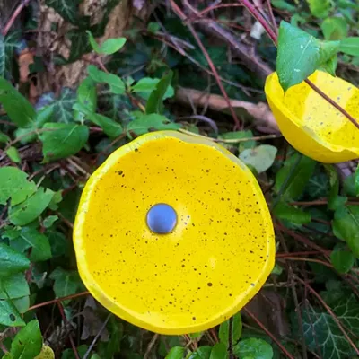 Floral decoration - Glass Calla Flower "Outdoor" in Yellow-Black Color - CARNEOL GLASS