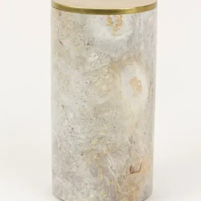 Caskets and boxes - Saturn brass and white cloudy marble box - L INDOCHINEUR X RIVÊT