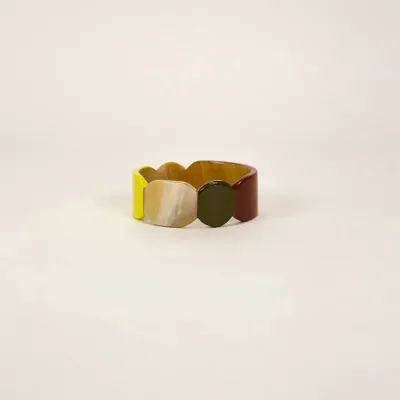 Bracelets - Bracelet 25 Totem en corne blonde et laque Bordeaux taille L - L INDOCHINEUR X RIVÊT