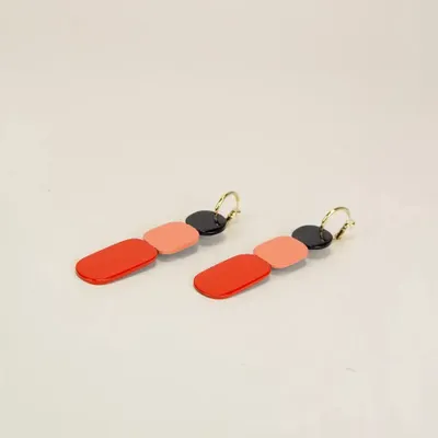 Jewelry - Blonde Horn and Burgundy Lacquer 85 Totem Hoop Earrings - L INDOCHINEUR X RIVÊT