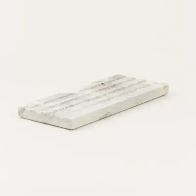 Soap dishes - Sirius large soap holder in white cloudy marble - L INDOCHINEUR X RIVÊT