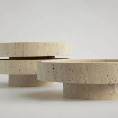 Plats et saladiers - 'CYCLO' TRAVERTINE BOWL - KIWANO CONCEPT
