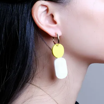 Jewelry - Mini Totem Minihoop earrings in black horn and Khaki lacquer - L INDOCHINEUR X RIVÊT
