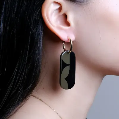 Bijoux - Mini Créoles Nymphe en corne blonde et laque Lime - L INDOCHINEUR X RIVÊT