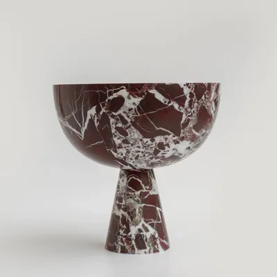 Platter and bowls - ROSSO LEVANTO MARBLE PEDESTAL BOWL XL - KIWANO CONCEPT