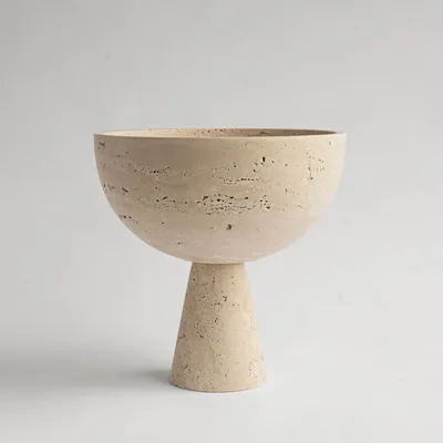 Platter and bowls - TRAVERTINE PEDESTAL BOWL XL - KIWANO CONCEPT