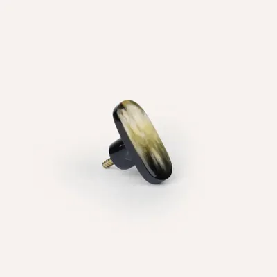 Mounting accessories - Oval furniture knob, blond horn, F - L INDOCHINEUR X RIVÊT