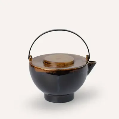 Accessoires thé et café - Théière, anse laiton, émail terre flamée Ket Tinh - L INDOCHINEUR X RIVÊT