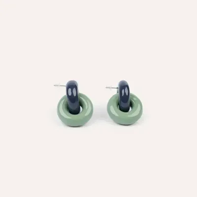 Jewelry - Double round wooden stud earrings, orange, light blue and sand lacquer - L INDOCHINEUR X RIVÊT