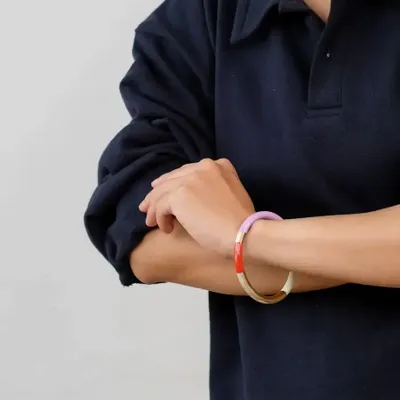 Bracelets - Round thin bracelet tricolor lacquer, size L - L INDOCHINEUR X RIVÊT