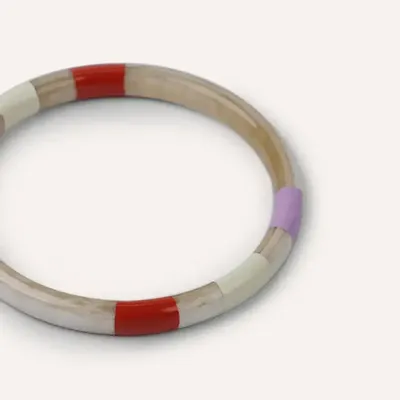 Bracelets - Jonc en corne blonde et laque tricolore taille S - L INDOCHINEUR X RIVÊT