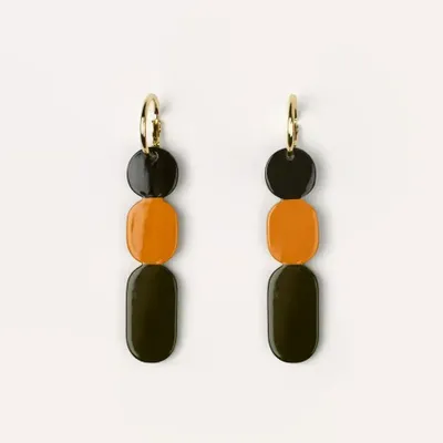 Bijoux - Créoles 70 Totem en corne blonde et laque Orange - L INDOCHINEUR X RIVÊT