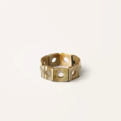 Bracelets - Articulated bracelet with square, round, openwork pieces in blond horn - L INDOCHINEUR X RIVÊT