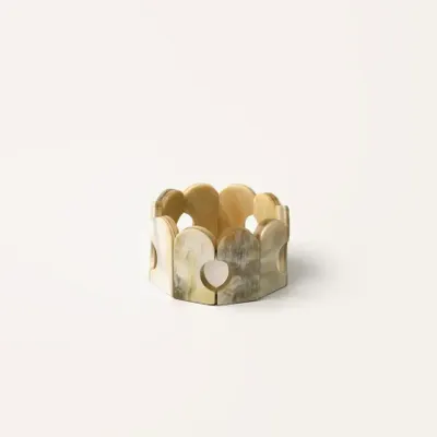 Bracelets - Articulated bracelet with 3 crown pieces in blond horn - L INDOCHINEUR X RIVÊT