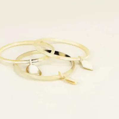 Bracelets - Set of 3 bangles with charms in hoof and tricolor lacquer size M - L INDOCHINEUR X RIVÊT