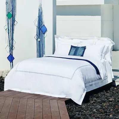 Bed linens - Luxury Duvet Cover Set Belvedere Collection, Navy - CROWN GOOSE