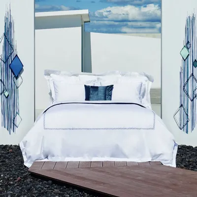 Bed linens - Luxury Duvet Cover Set Belvedere Collection, Navy - CROWN GOOSE