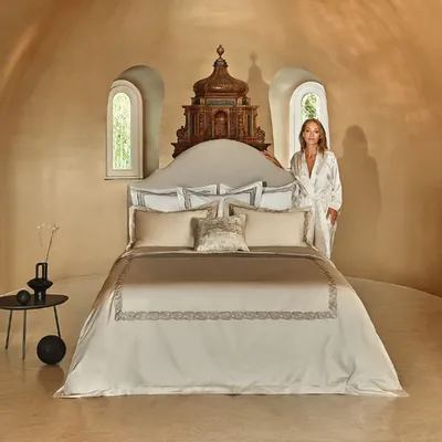 Bed linens - Luxury Duvet Cover Set Catene Collection, Bronze - CROWN GOOSE