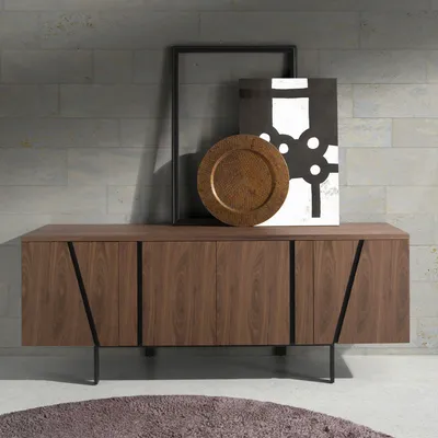 Sideboards - Walnut and black steel sideboard - ANGEL CERDÁ