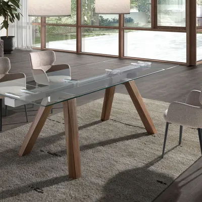 Tables Salle à Manger - Table à manger à rallonge rectangulaire verre trempé - ANGEL CERDÁ