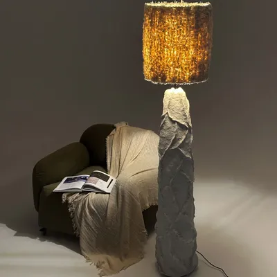 Lampadaires - Lampadaire Sea Star — Base sculpturale en biocomposite avec franges en - PLETOSTUDIO