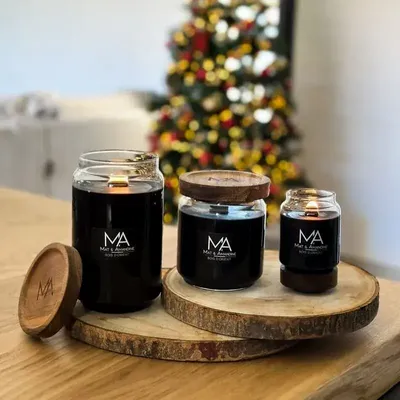 Objets de décoration - BOIS D'ORIENT - Bougie parfumée (Moyenne Jarre) - MAT AMANDINE