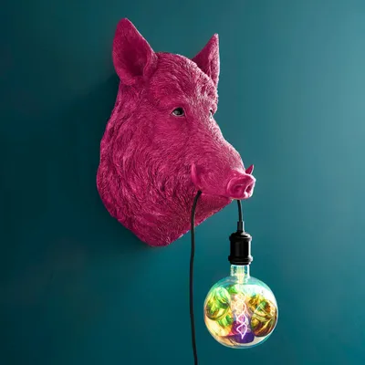 Wall lamps - Willy Wild Boar Wall Light, Magenta - WERNS