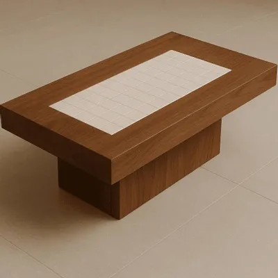 Coffee tables - Walnut and Italian ceramic coffee table - STUDIO GAÏA