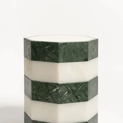 Coffee tables - Marble & Natural Stone Side Table — Gisou Bicolour - STUDIO GAÏA