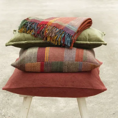 Coussins textile - Coussin en soie vert à rayures multiples - ML FABRICS