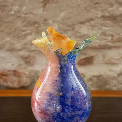 Vases - Vase Bloom en verre soufflé, bleu et orange - ANTHOLOGIST