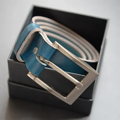 Leather goods - OCTAVE blue leather belt - MONSIEUR CHARLI