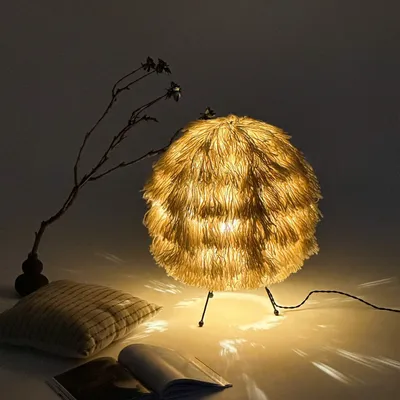 Lampadaires - Lampadaire GUNYA — Éclairage sculptural en laine à la chaleur organiqu - PLETOSTUDIO