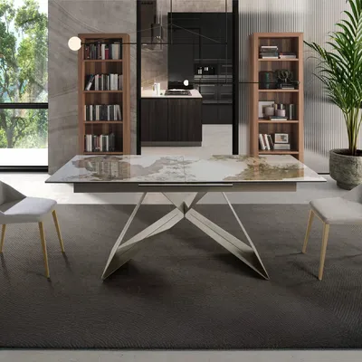 Dining Tables - Rectangular porcelain marble extending dining table - ANGEL CERDÁ