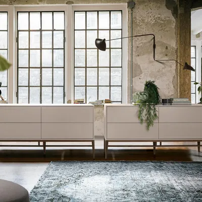 Sideboards - Gray sideboard with walnut legs - ANGEL CERDÁ