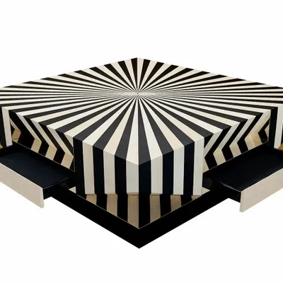 Coffee tables - Op-Art Center Table Handmade in Portugal By Malabar - MALABAR