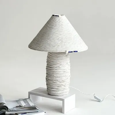Table lamps - Nava Table Lamp – Cotton Cord Base & Sculptural Patina Finish - PLETOSTUDIO