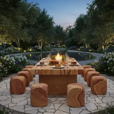 Dining Tables - Long stone Table - SATCHA