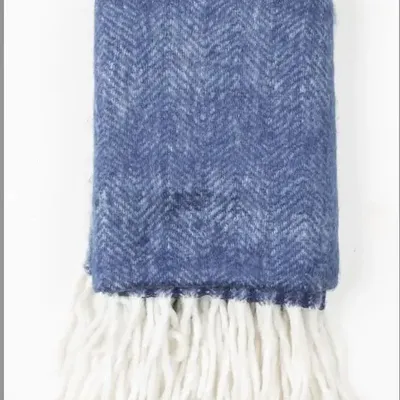 Throw blankets - TOM indigo acrylic plaid - MONSIEUR CHARLI