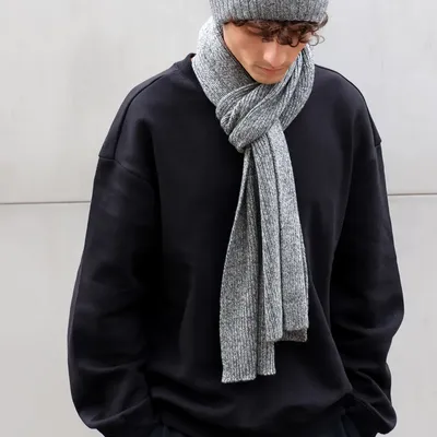 Scarves - JEFF & JACK wool hat and scarf duo black mottled - MONSIEUR CHARLI