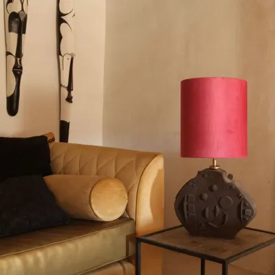 Lampes de table - Chocolate unglazed ceramic table lamp - STUDIO WILD ORANGE