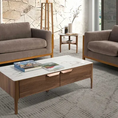 Tables basses - Table basse en fibre de verre effet marbre - ANGEL CERDÁ