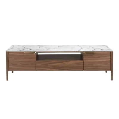 Sideboards - Fiberglass TV cabinet with marble and walnut effect - ANGEL CERDÁ