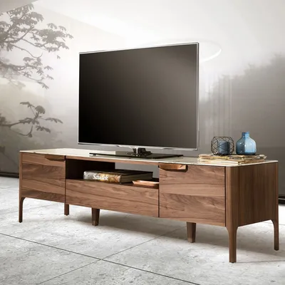 Sideboards - Fiberglass TV cabinet with marble and walnut effect - ANGEL CERDÁ