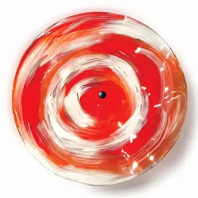 Floral decoration - Extra large glass flower for outdoors in red-orange-white - CARNEOL GLASS