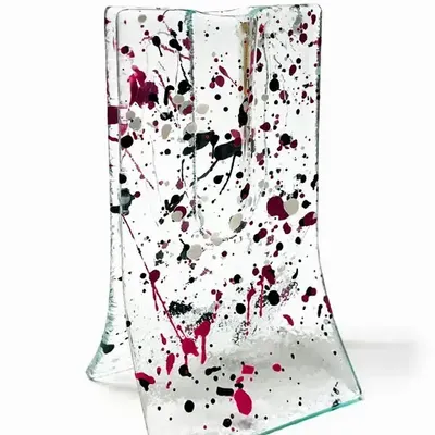 Vases - Small 8x13 cm transparent vase with white-black spots - CARNEOL GLASS
